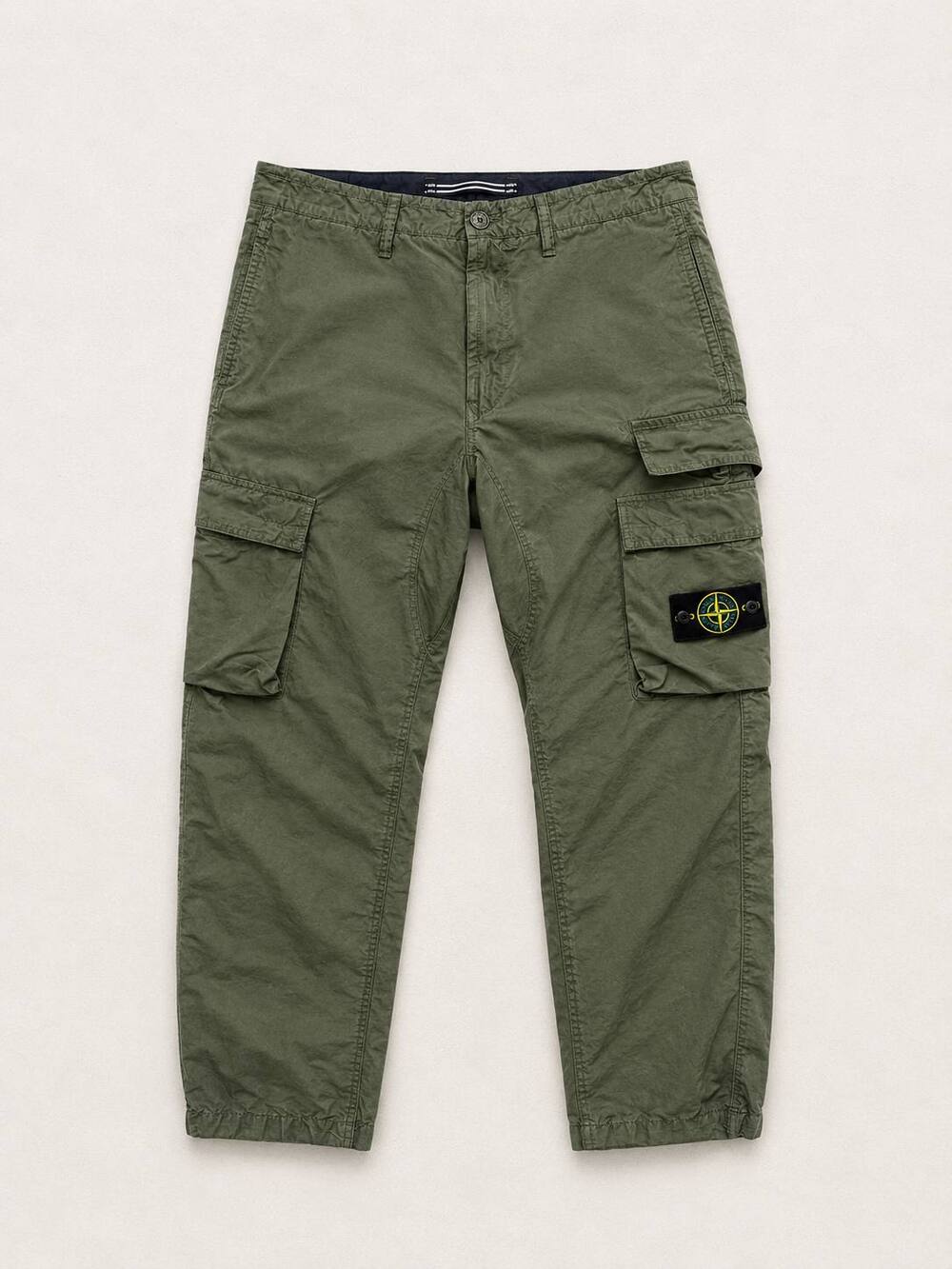Stone Island Linen Blend Cargo Pants Khaki Green W32